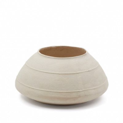 KAVE HOME Sylan dekorativ vas, rund - vit papier-maché (Ø60)