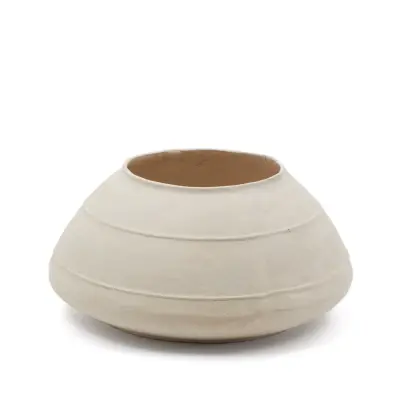 KAVE HOME Sylan dekorativ vas, rund - vit papier-maché (Ø60)