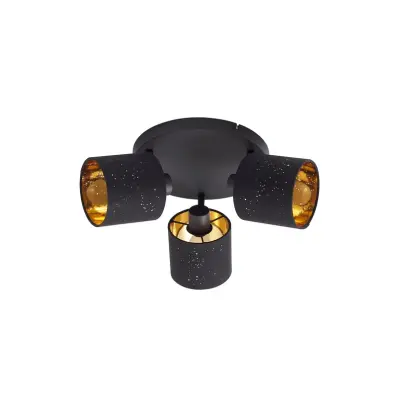 Lindby - Vasilia 3 Plafond w/Pattern Svart/Guld