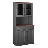 NORDIC LIVING COLLECTION Luzerna-5.1 porslinsskåp, med 4 dörrar, 2 hyllor och 2 lådor - glas och grå och sepiabrun furu