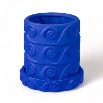 SELETTI - Magna Graecia Onda Vase w/Saucer Blå