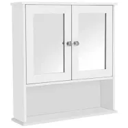 VASAGLE badrumsskåp, m. 2 spegeldörrar och 2 hyllor - vit MDF