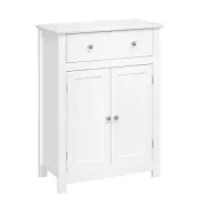 VASAGLE BBC61WT Badrumslåda, köksskåp i lantlig stil, trä, vit, 60 x 80 x 30 cm (B x H x D), MDF-paneler, 60 x 30 x 80 cm