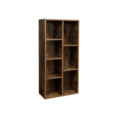 VASAGLE Bokhylla, Barnbokhylla med 7 fack, Fristående förvaringsmöbel för dekoration, i vardagsrum, arbetsrum och kontor, 50 x 24 x 106 cm, Rustik brun LBC27BX