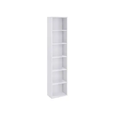VASAGLE Bokhylla i skandinavisk stil med 6 våningar för vardagsrum, kontor, sovrum, arbetsrum, 40 x 24 x 178,5 cm, vit LBC167T14