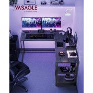 VASAGLE Datorbord, L-format hörnskrivbord, 138 x 138 x 76 cm, spelbord, arbetsstation med 2 förvaringshyllor för 