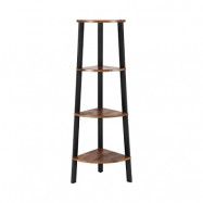 VASAGLE Hörnhylla, 4-facks industriell förvaringshylla, steghylla, organisatör för hem, vardagsrum, sovrum, balkong, rustik brun och svart LLS34X