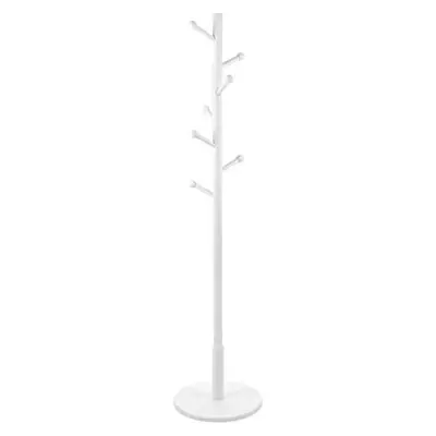 VASAGLE klädhängare Fristående klädhängare med 7 rundade krokar, trä nackt trä, entréklädhängare för kläder, hattar, handväskor, i entrén, vardagsrummet, vit RCR07WT