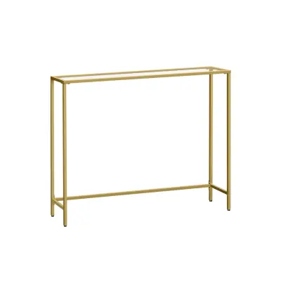 VASAGLE Konsolbord, Hallbord, Soffbord, Härdat Glas, Metallram, Justerbara Ben, För Vardagsrum, Hall, Hall, Ljusguld och Transparent LGT132A01