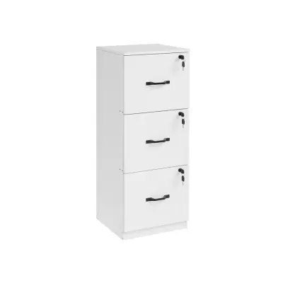 VASAGLE kontorspiedestal med 3 lådor, dokumentförvaringsenhet, skrivarställ, 3 låsbara lådor, justerbar upphängningsskena, för A4-mappar, Cloud White OFC055W14