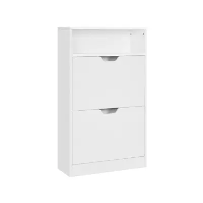 VASAGLE LBC040W01V1 Skoskåp med 2 fack för entré, vardagsrum, sovrum, 60 x 24 x 102 cm, vit