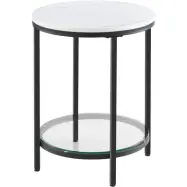 Vasagle LGT025B01 konsolbord med 2 hyllor, härdat glas, förvaringshylla, metallram, justerbara fötter för vardagsrum, hall, svart