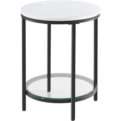 Vasagle LGT025B01 konsolbord med 2 hyllor, härdat glas, förvaringshylla, metallram, justerbara fötter för vardagsrum, hall, svart