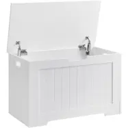 VASAGLE LHS11WT Leksaksbänk förvaringslåda med stor kapacitet Vit, konstruerat trä, 76 x 48 x 40 cm (B x H x D)