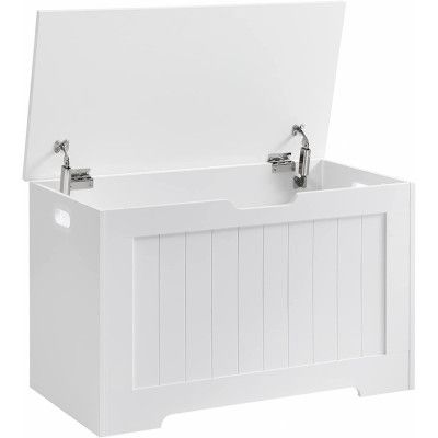 VASAGLE LHS11WT Leksaksbänk förvaringslåda med stor kapacitet Vit, konstruerat trä, 76 x 48 x 40 cm (B x H x D)