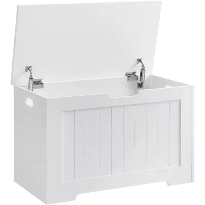 VASAGLE LHS11WT Leksaksbänk förvaringslåda med stor kapacitet Vit, konstruerat trä, 76 x 48 x 40 cm (B x H x D)