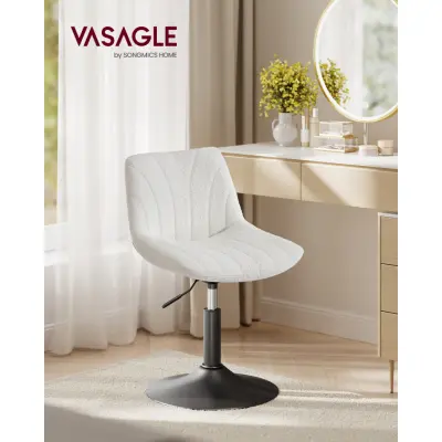 VASAGLE LJB160WD01 Sminkpall med ryggstöd, höjdjusterbar, 360° roterbar för sovrum, matsal, sherpaöverdrag, krämvit