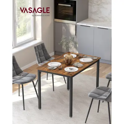 VASAGLE Matbord, Köksbord, 70 x 110 x 77 cm, Matbord för 4 personer, Vardagsrumsbord, För Matsal, Kök, Industriell, Rustik Brun och Svart KDT081B01