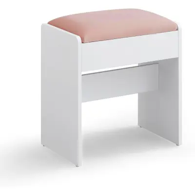 VASAGLE RDS001W01 Sminkbordspall Klädd sammetspall med halkfria fotstöd för omklädningsrum, sovrum, hall, mattvit pastellrosa