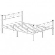 VASAGLE RMB063W01 Bäddram för dubbelsäng Bäddram i metall Passar madrass 140 x 190 cm, gästsäng, vuxna, barn, enkel montering, små utrymmen, vit