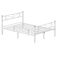 VASAGLE RMB063W01 Bäddram för dubbelsäng Bäddram i metall Passar madrass 140 x 190 cm, gästsäng, vuxna, barn, enkel montering, små utrymmen, vit