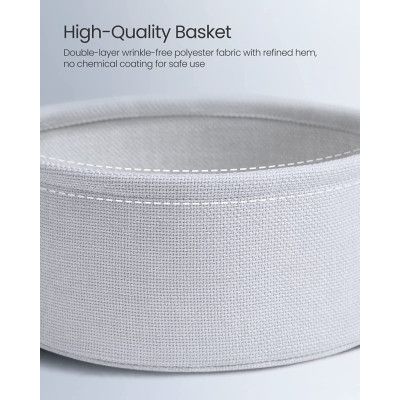 VASAGLE sidobord, runt sidobord med tygkorg, rymligt, för vardagsrum sovrum, nattduksbord, modern stil, puderblå och pastellblå LET223Q62