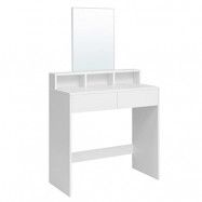 VASAGLE Sminkbord med stor rektangulär spegel, sminkbord med 2 lådor och 3 öppna fack, tvättställ, mod