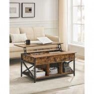VASAGLE Soffbord, bord med lyftskiva Soffbord för vardagsrummet, soffbord med öppen och dold förvaring, X-formade