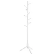 VASAGLE Stående klädhängare, klädhängare i massivt trä, träformad klädhängare med 8 krokar, 3 höjdalternativ, för kläder, hattar, väskor, för vardagsrum, sovrum, hemmakontor, vit RCR04WT