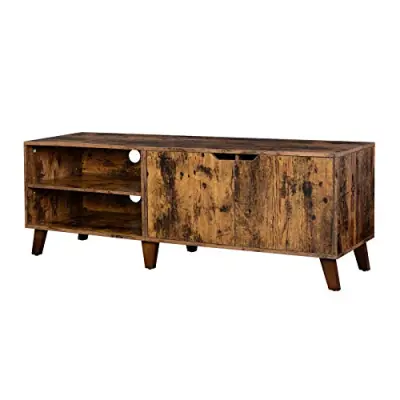 VASAGLE TV-skåp för TV upp till 60 tum, TV-bänk med 2 dörrar, justerbara hyllor, TV-bord, för vardagsrum, matsal, sovrum, rustik brunLTV027X01