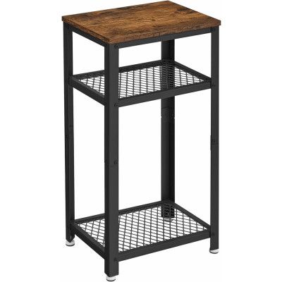 VASAGLE Vintage-slutbord, soffbord med 2 näthyllor, accentbord med justerbara fötter, robust metallram och enkel montering ULET75BX