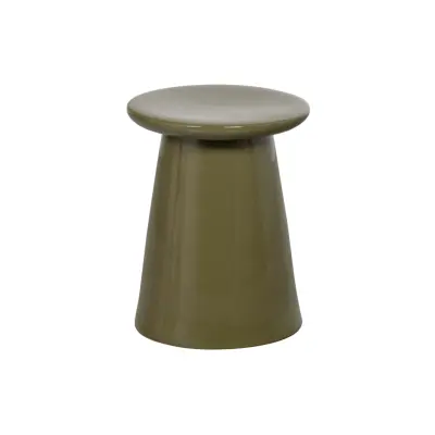 VTWONEN Sidobord med knapp, runt - varmgrön keramik (Ø35)