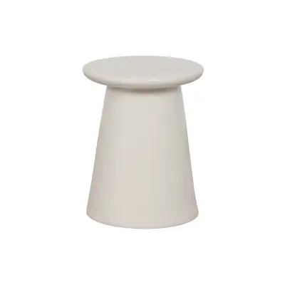 VTWONEN Sidobord med knapp, runt - vit keramik (Ø35)