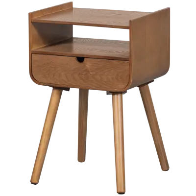 WOOOD Nils nattduksbord/sidobord, med 1 fack och 1 låda - naturfärgad MDF (36x30)
